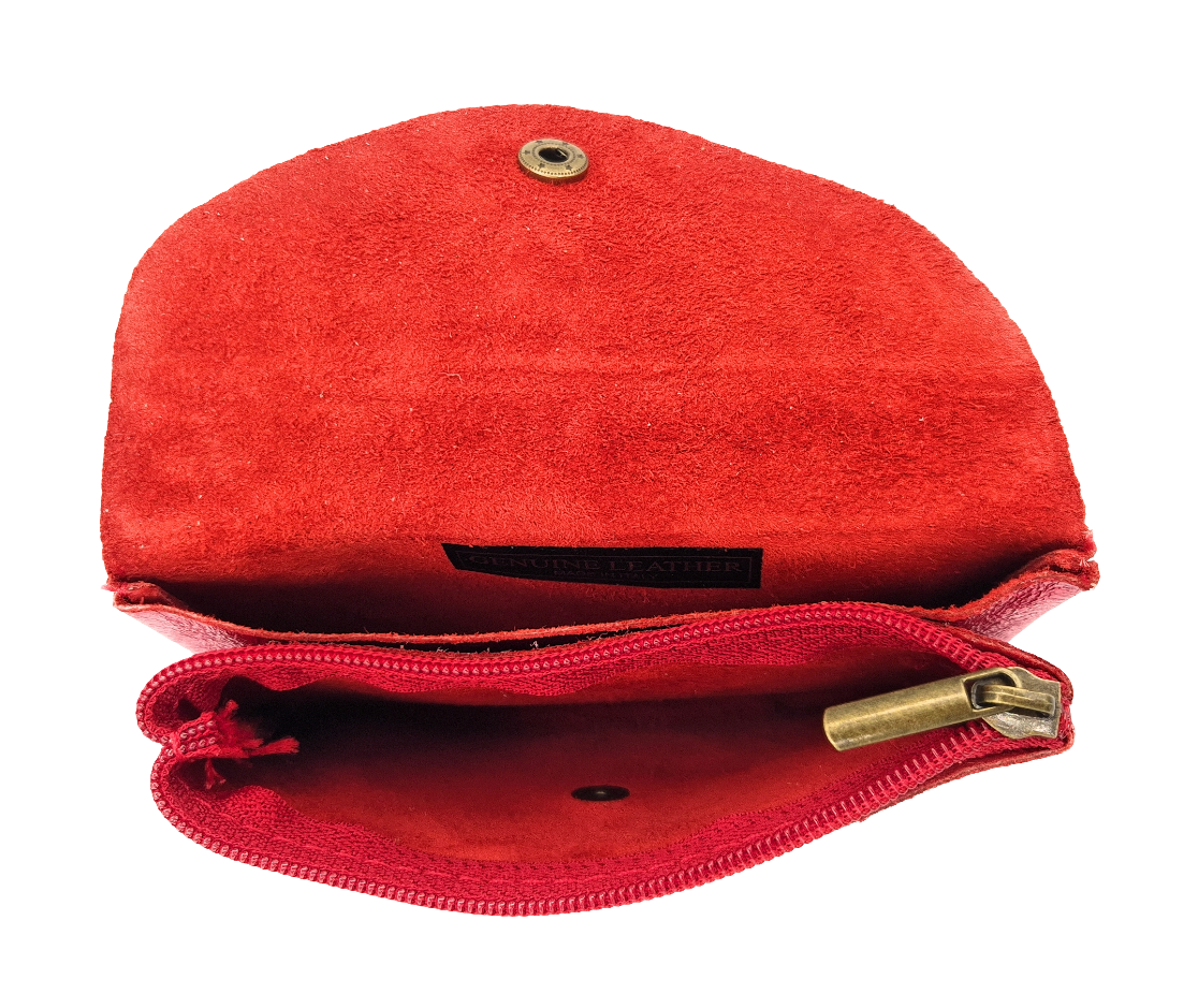 Porte-monnaie Aquene en cuir irisé ~ Rouge