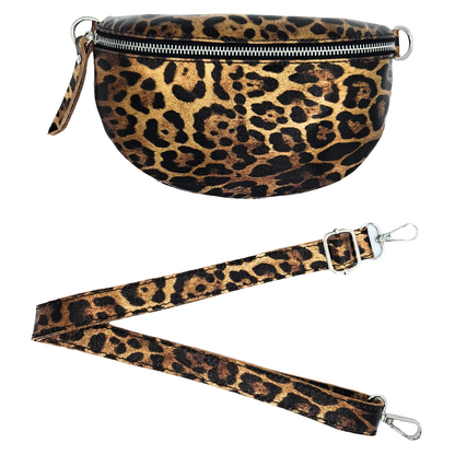 Sac banane en cuir irisé Dyani ~  Léopard