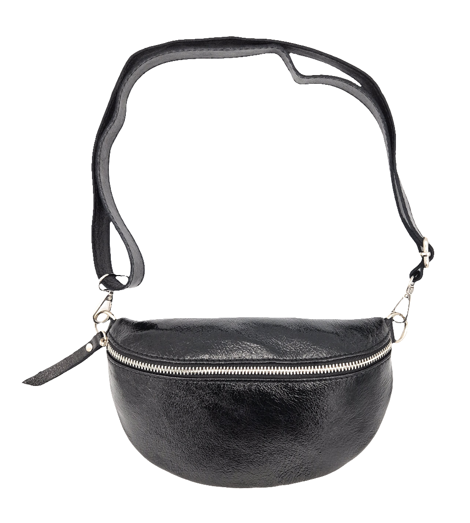 Sac banane en cuir irisé Dyani ~  Noir