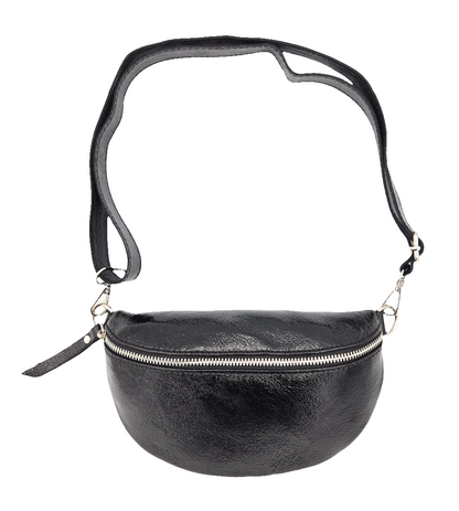 Sac banane en cuir irisé Dyani ~  Noir