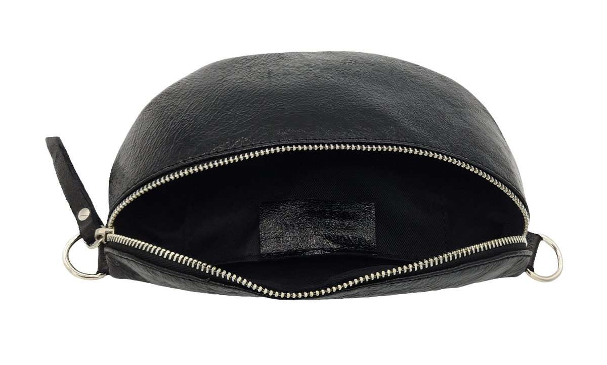 Sac banane en cuir irisé Dyani ~  Noir