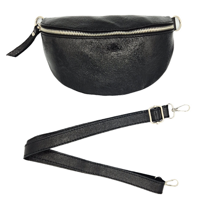 Sac banane en cuir irisé Dyani ~  Noir