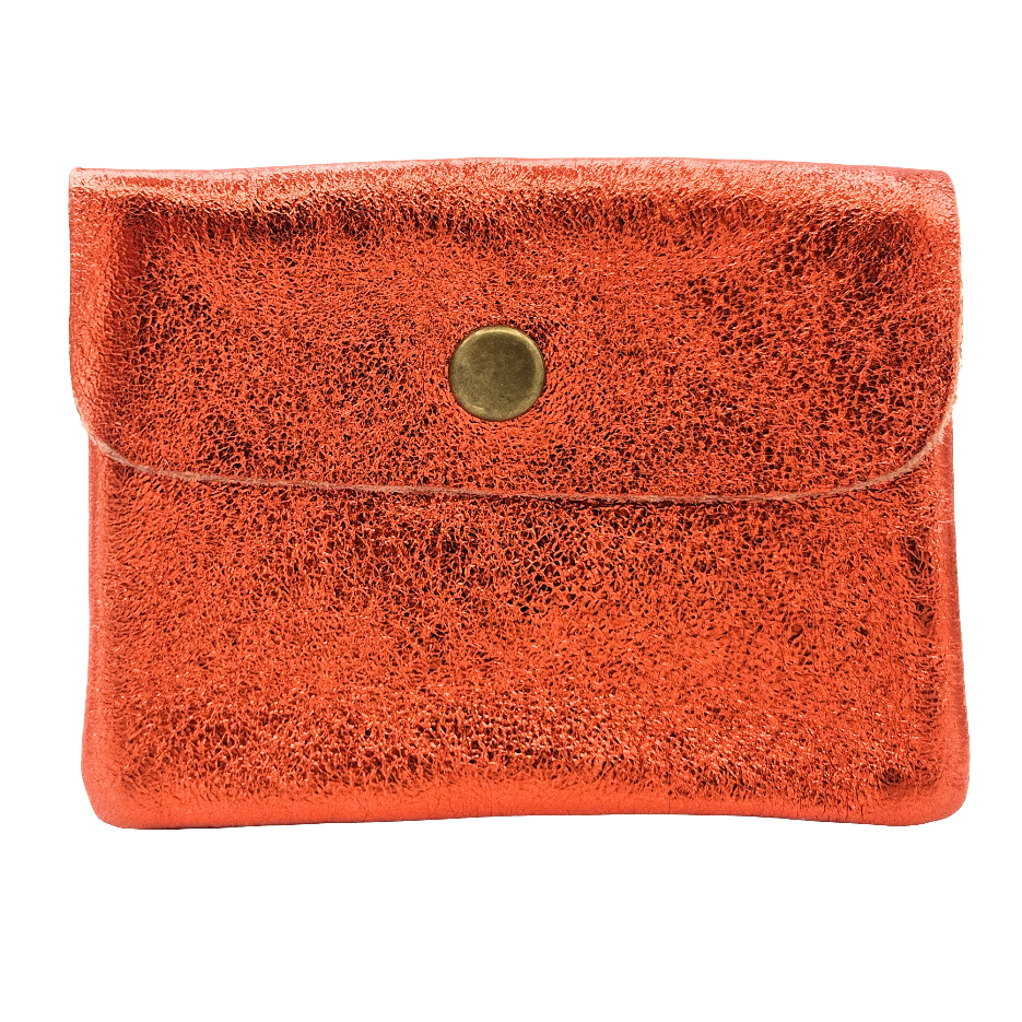 Porte-monnaie Aponi cuir irisé italien ~ Orange