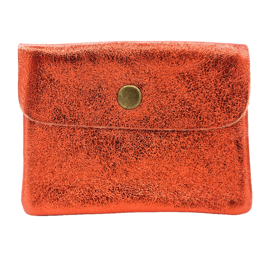 Porte-monnaie Aponi cuir irisé italien ~ Orange