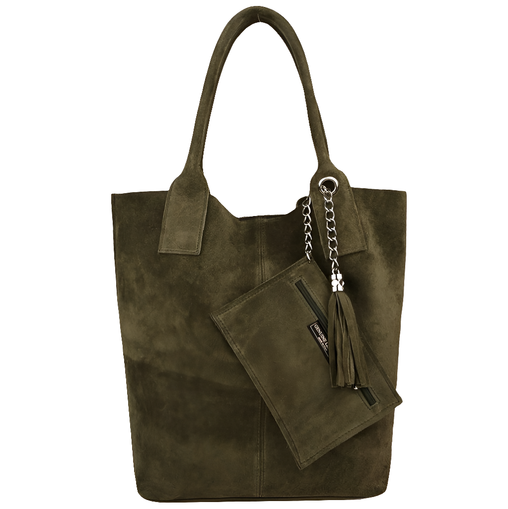 Sac shopper Aiyana en cuir suédé ~ Kaki