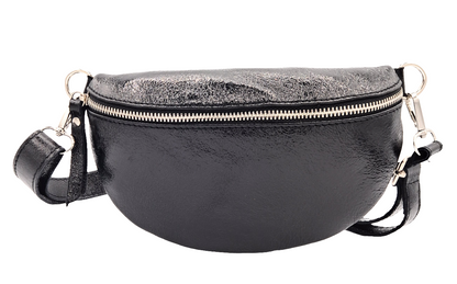 Sac banane en cuir irisé Dyani ~  Noir