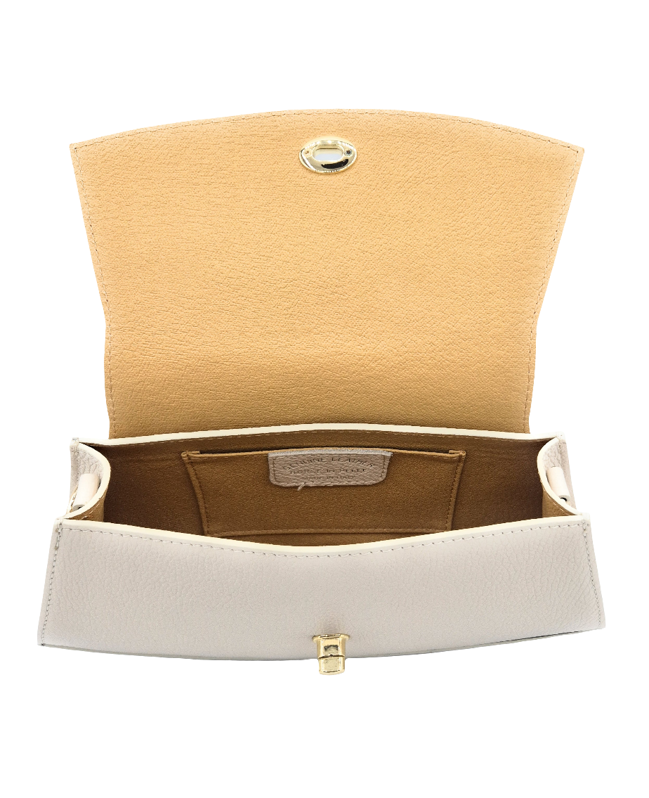 Sac à bandoulière demi-lune en cuir Paco ~ Beige