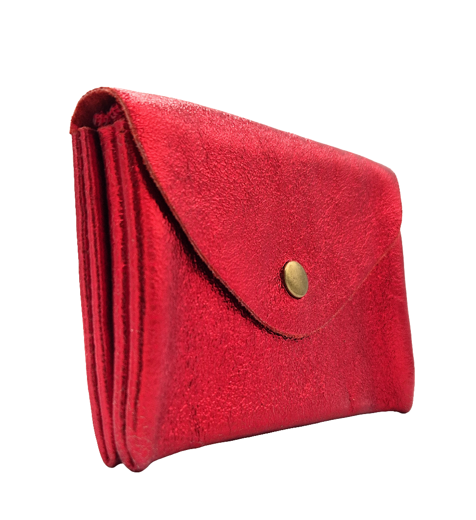 Porte-monnaie Aquene en cuir irisé ~ Rouge