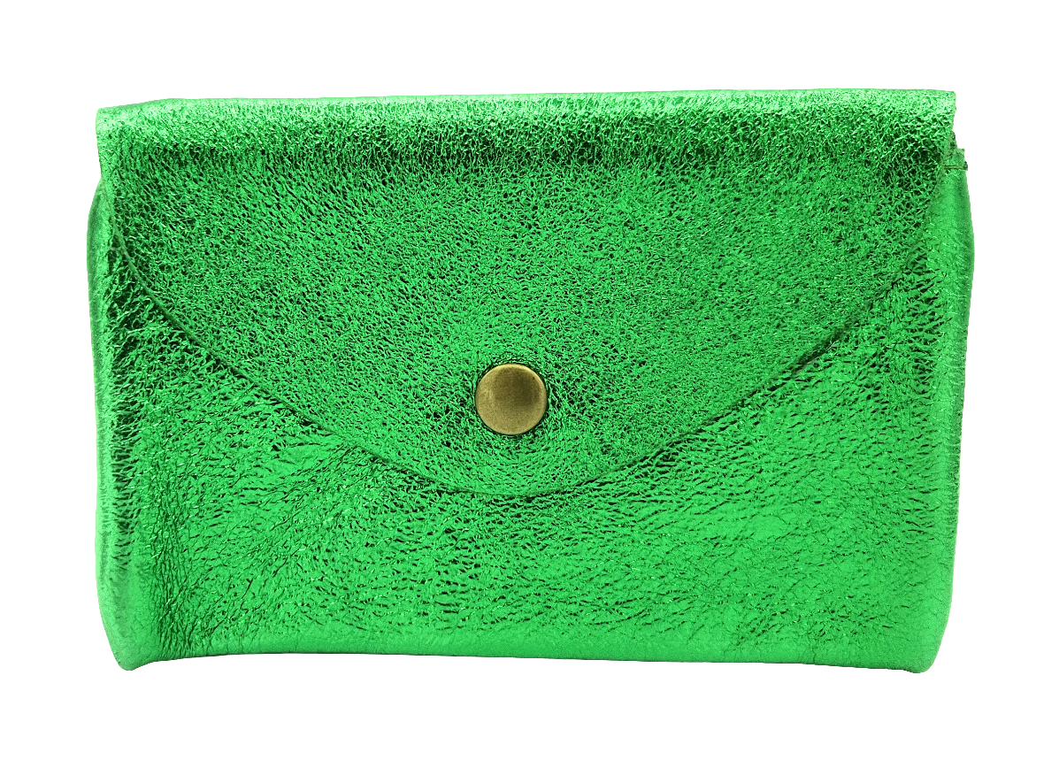 Porte-monnaie Aquene en cuir irisé ~ Vert émeraude