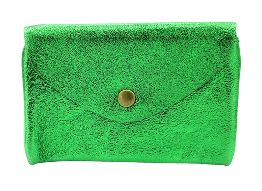 Porte-monnaie Aquene en cuir irisé ~ Vert émeraude