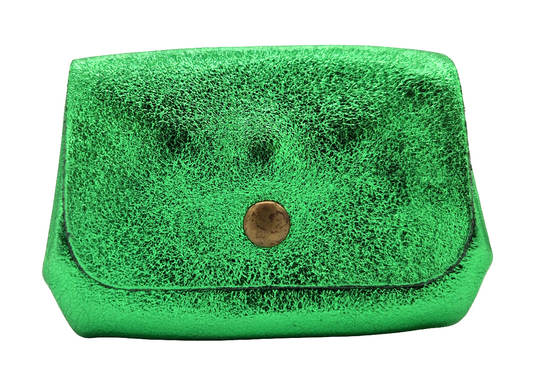Porte-monnaie en cuir irisé Etania  ~ Vert émeraude