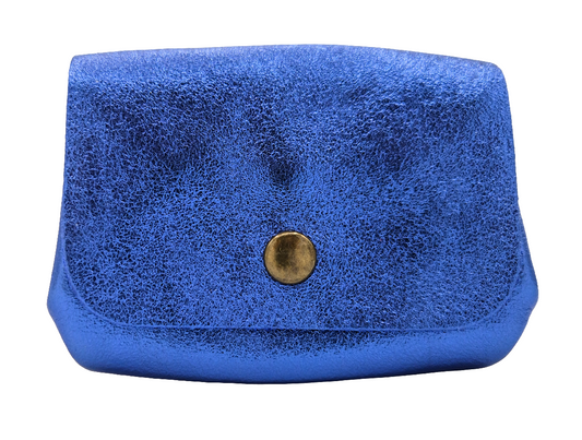 Porte-monnaie en cuir irisé Etania ~ Bleu royal