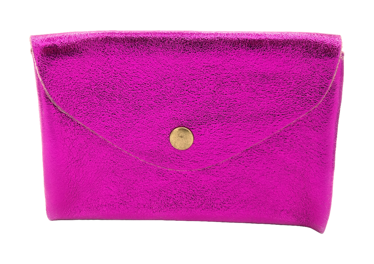 Porte-monnaie Aquene en cuir irisé ~ Fushia