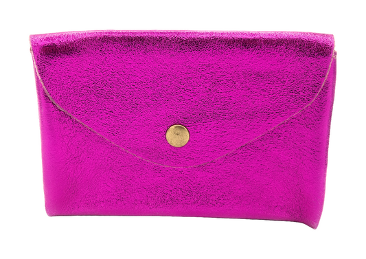 Porte-monnaie Aquene en cuir irisé ~ Fushia