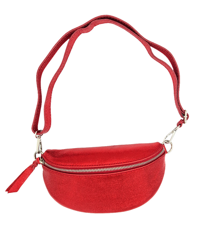 Sac banane en cuir irisé Dyani ~  Rouge