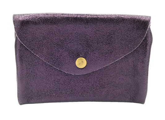 Porte-monnaie Aquene en cuir irisé ~ Aubergine