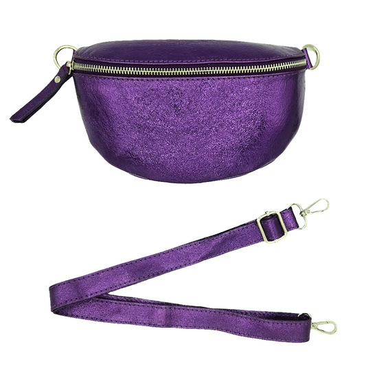 Sac banane en cuir irisé Dyani ~ Violet