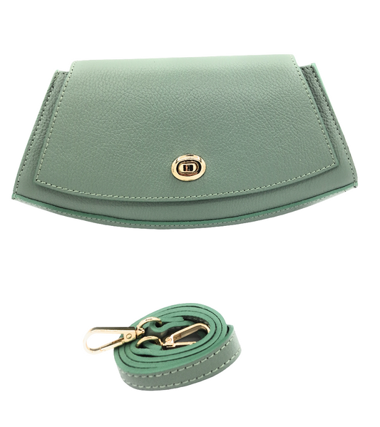 Paco Leather Half Moon Shoulder Bag ~ Almond Green