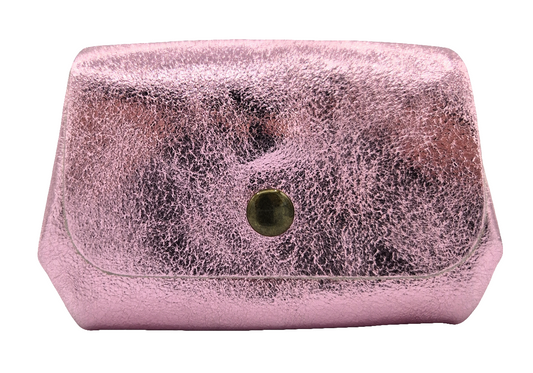 Porte-monnaie en cuir irisé Etania ~ Rose pâle
