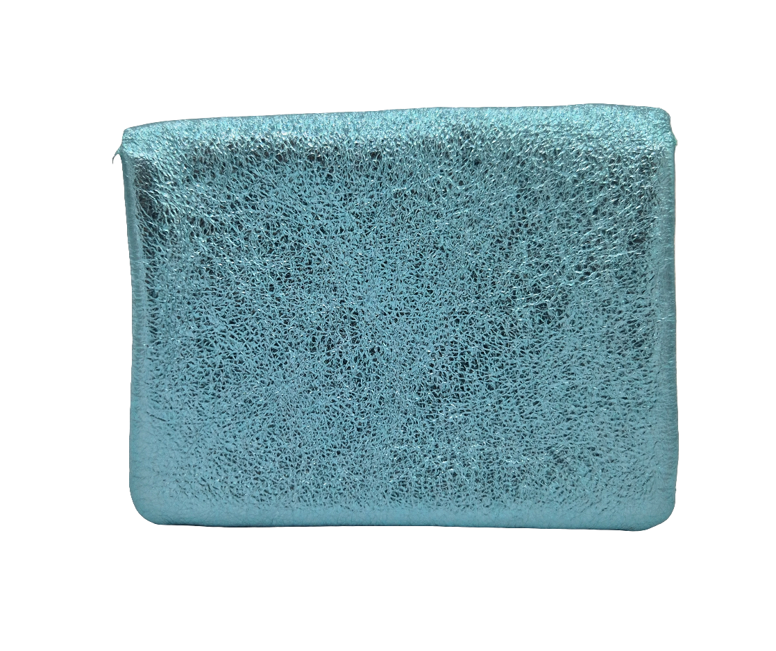 Porte-monnaie Aponi cuir irisé italien ~ Turquoise
