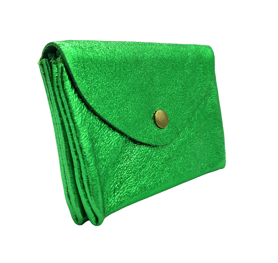 Porte-monnaie Aquene en cuir irisé ~ Vert émeraude
