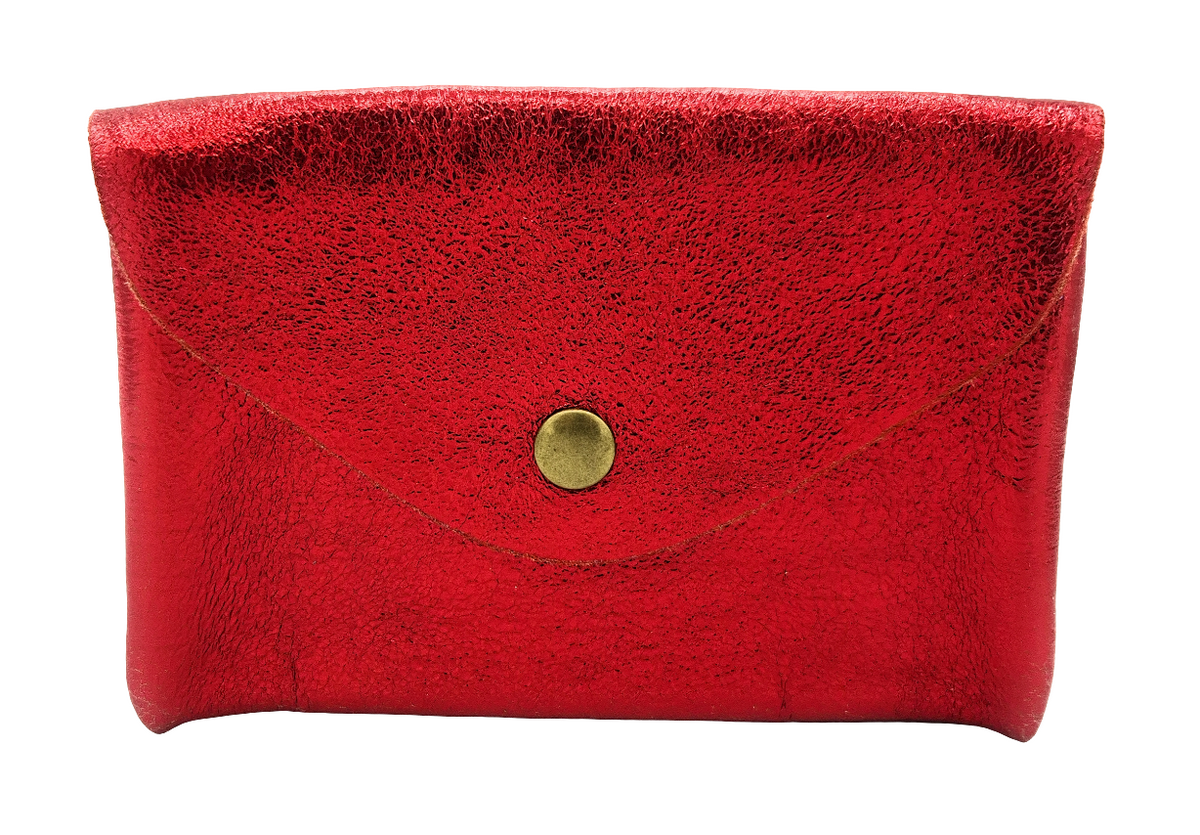 Porte-monnaie Aquene en cuir irisé ~ Rouge