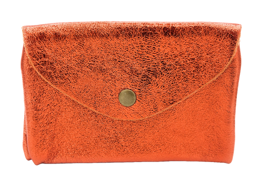 Porte-monnaie Aquene en cuir irisé ~ Orange