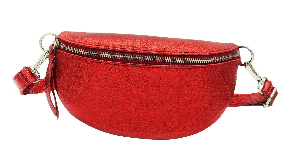 Sac banane en cuir irisé Dyani ~  Rouge