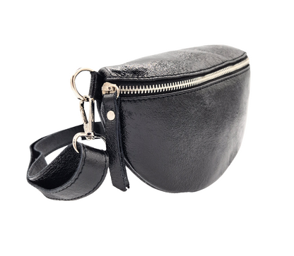 Sac banane en cuir irisé Dyani ~  Noir