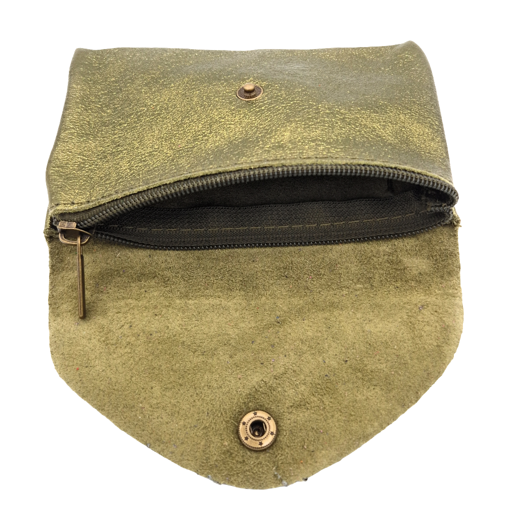 Porte-monnaie Aquene en cuir irisé ~ Kaki