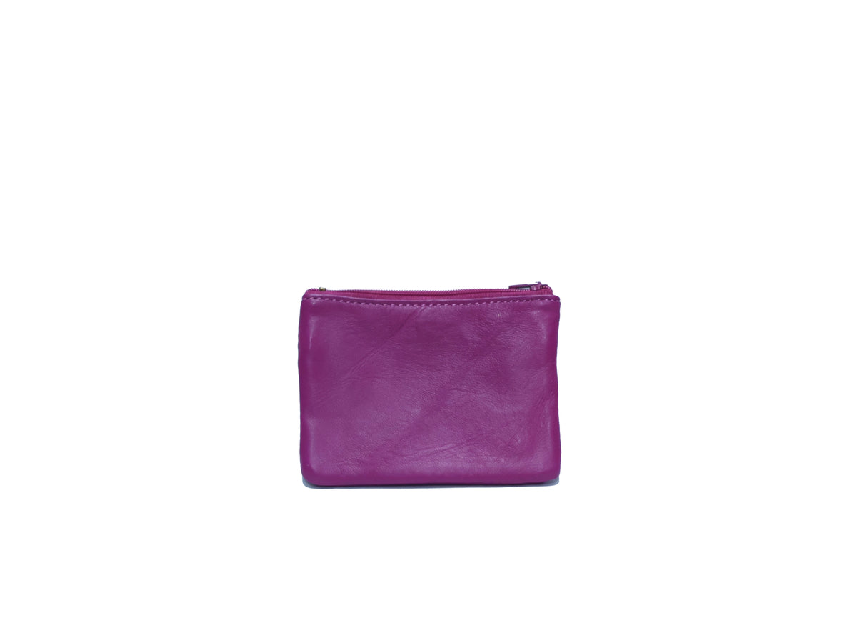 Porte-monnaie Isi en cuir revalorisé ~ Fuchsia