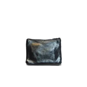 Porte-monnaie Isi en cuir revalorisé ~ Noir