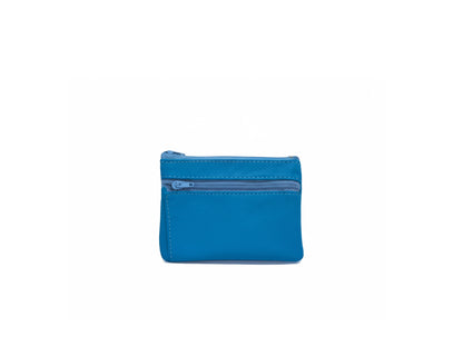 Porte-monnaie Isi en cuir revalorisé ~ Bleu turquoise