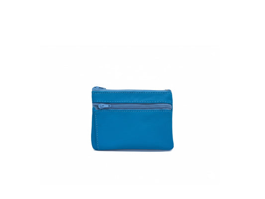 Porte-monnaie Isi en cuir revalorisé ~ Bleu turquoise