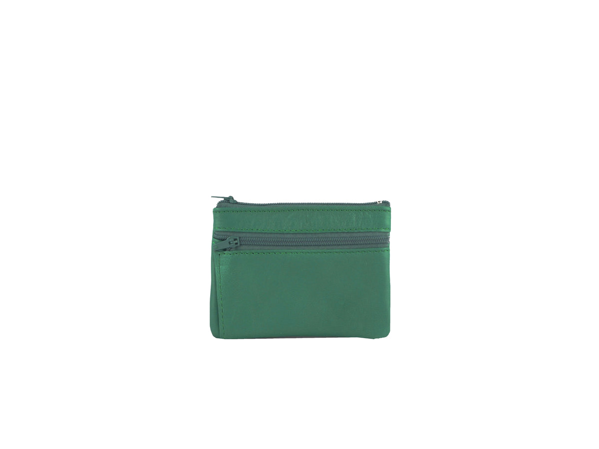 Porte-monnaie Isi en cuir revalorisé ~ Vert émeraude