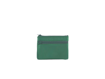 Porte-monnaie Isi en cuir revalorisé ~ Vert émeraude