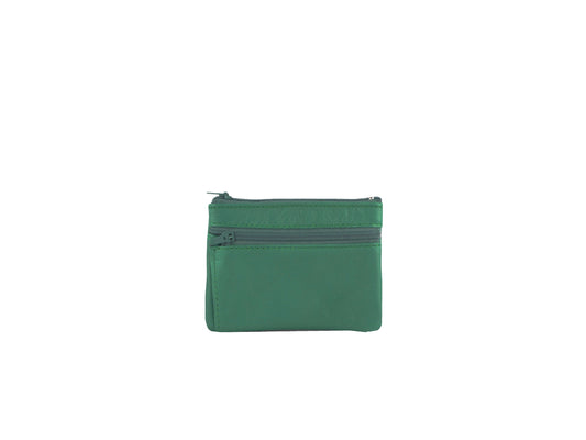 Porte-monnaie Isi en cuir revalorisé ~ Vert émeraude
