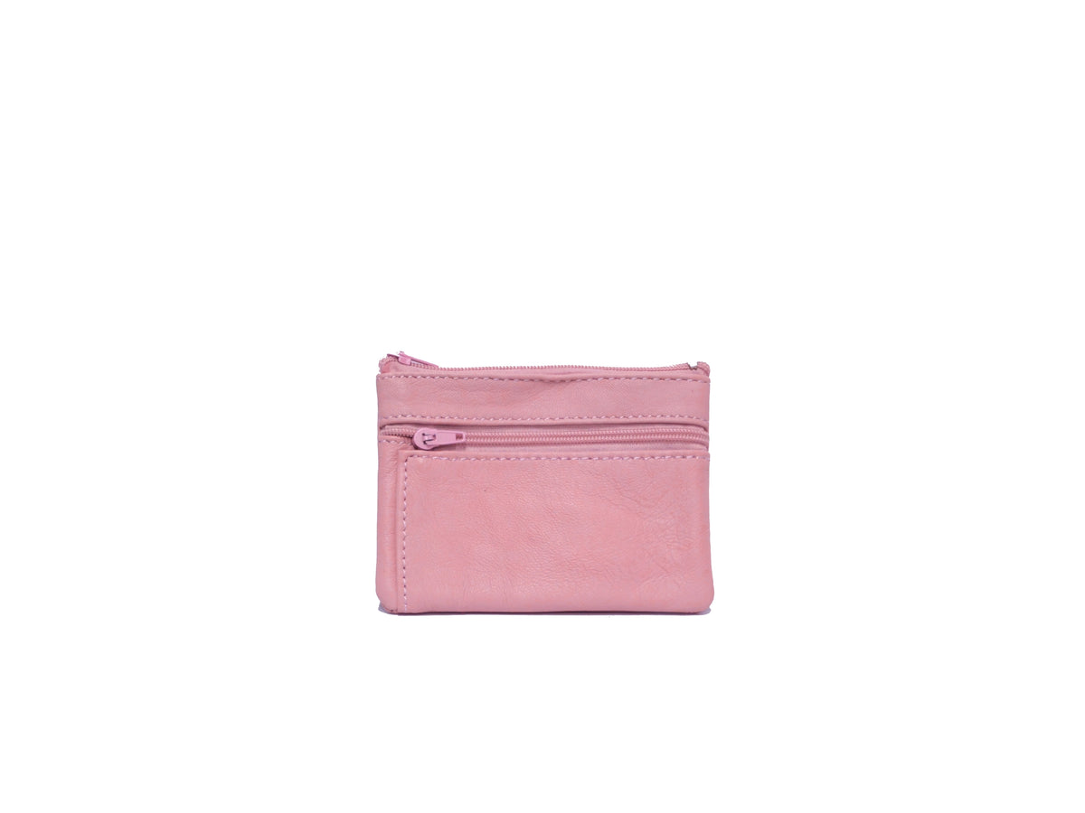 Porte-monnaie Isi en cuir revalorisé ~ Corail