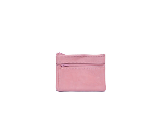 Porte-monnaie Isi en cuir revalorisé ~ Corail