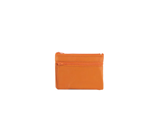 Porte-monnaie Isi en cuir revalorisé ~ Orange clair