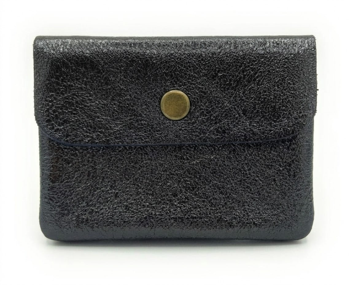 Aponi iridescent leather purse ~ Black