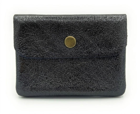Porte-monnaie Aponi cuir irisé italien ~ Noir