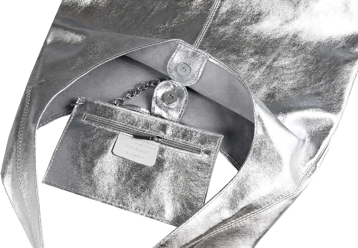 Sac cabas hobo en cuir irisé Lulu ~ Argenté