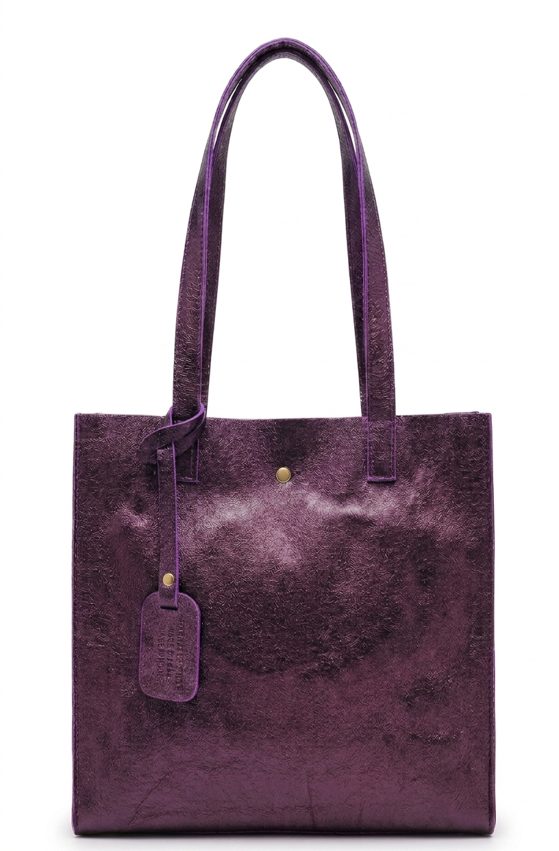 Dena shopper bag in iridescent leather ~ Aubergine