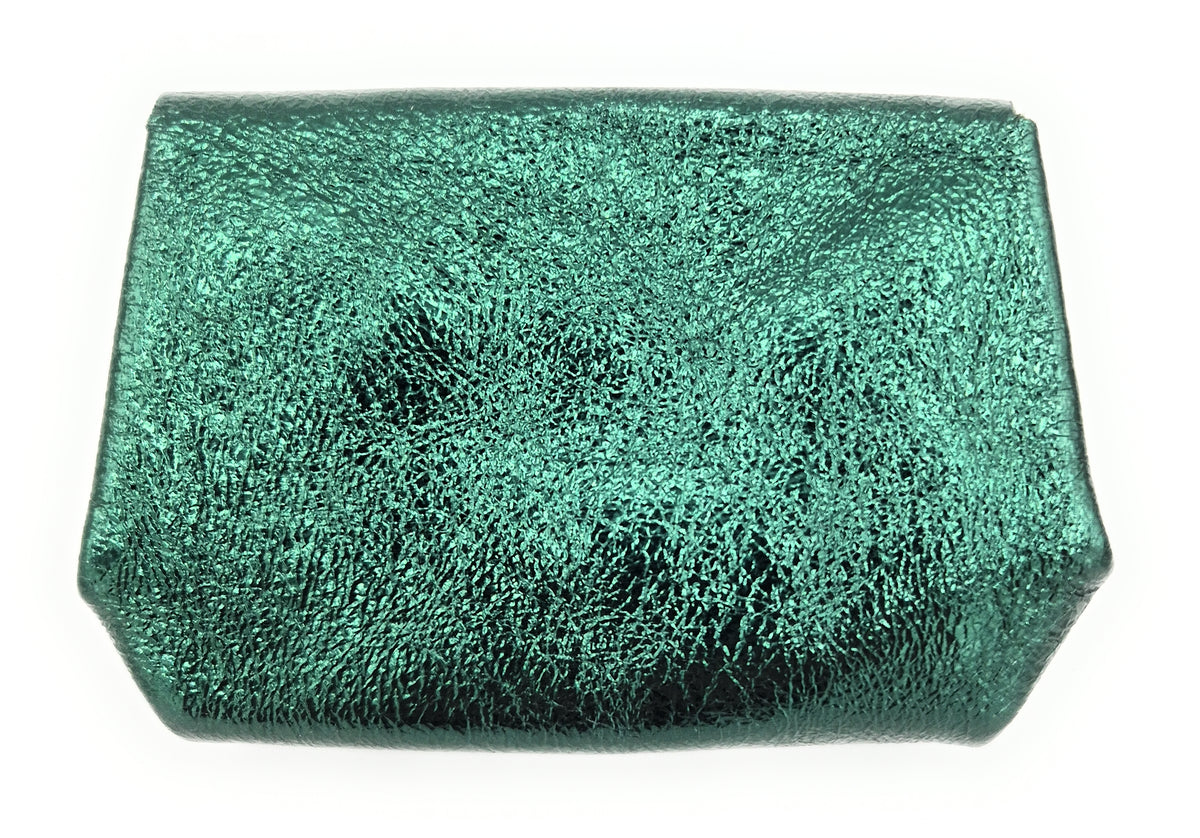 Etania Iridescent Leather Purse ~ Petrol Green 