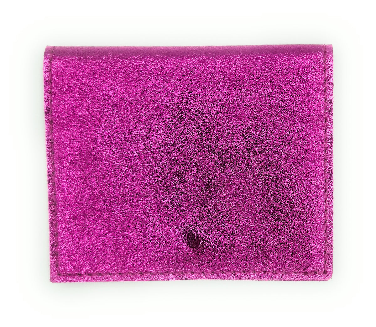 Porte-cartes Asha en cuir irisé italien ~ Fuchsia