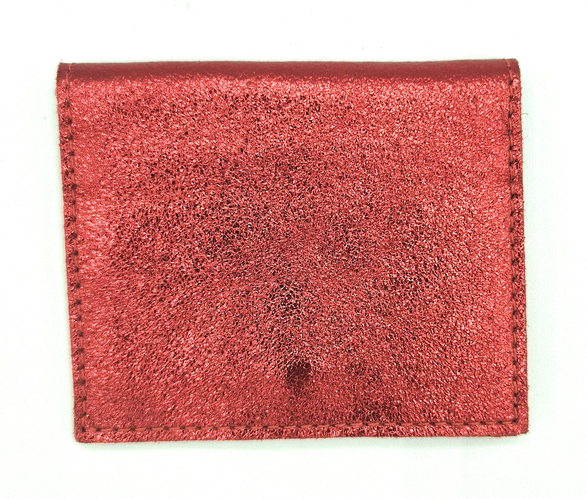 Porte-cartes Asha en cuir irisé italien ~ Rouge