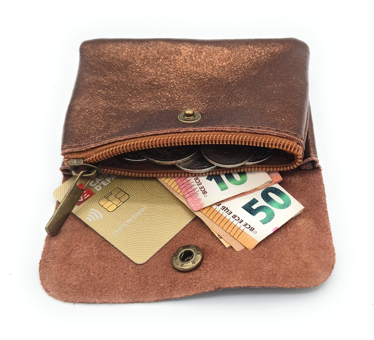 Aponi iridescent leather purse ~ Bronze