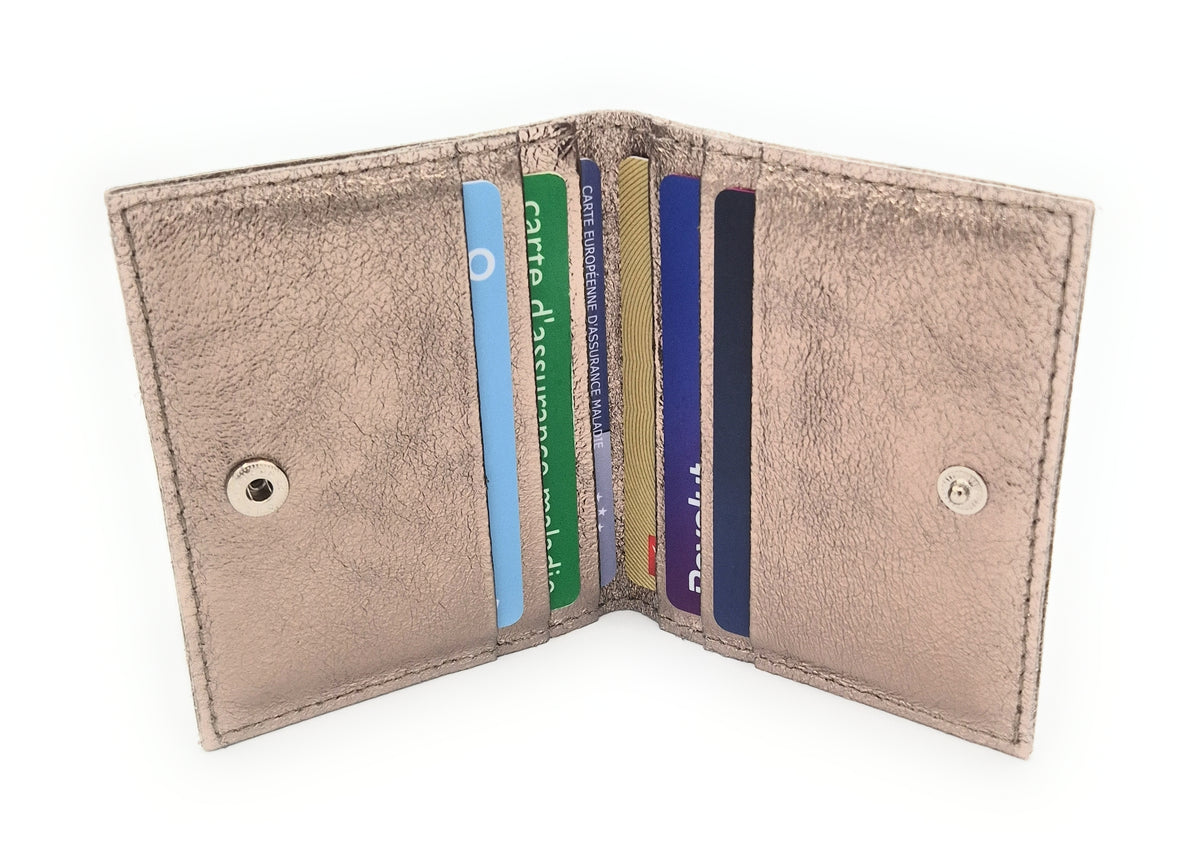 Porte-cartes Asha en cuir irisé italien ~ Étain