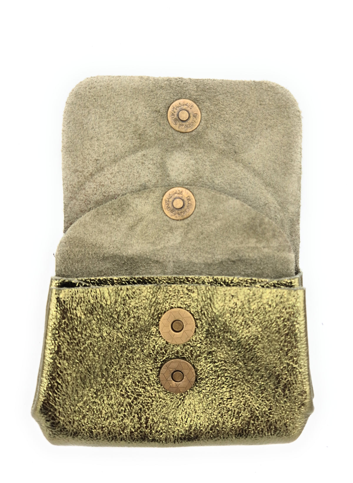 Porte-monnaie en cuir irisé Etania ~ Kaki